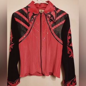 1849 Authenic Ranchwear Women's Black and Pink/Coral Embellished Jacket